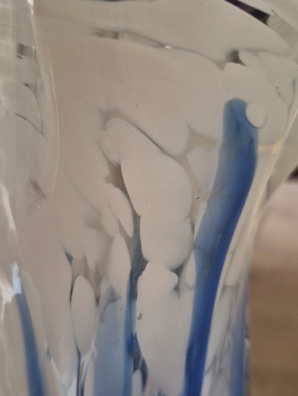 Neiman Marcus White and Blue Swirled Art Glass Vase